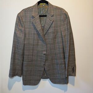 Canali Gray and Red Plaid Blazer